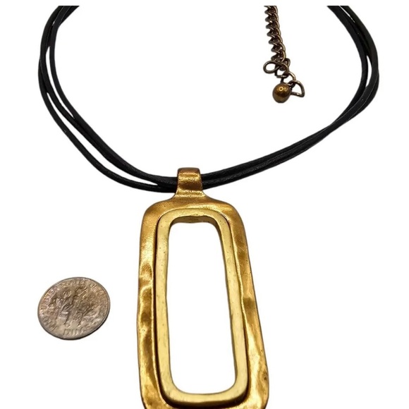 Chico's Rectangular Pendant Necklace Geometric Statement 18" - Picture 2 of 3